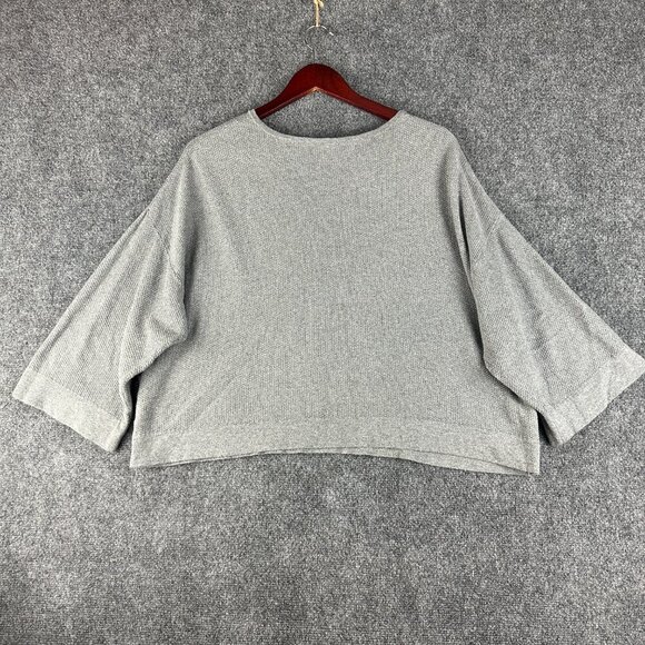 J Jill Sweater Womens Medium Petite Pure Jill Gray Knit Pullover 3/4 Sleeve Boxy - Picture 6 of 6